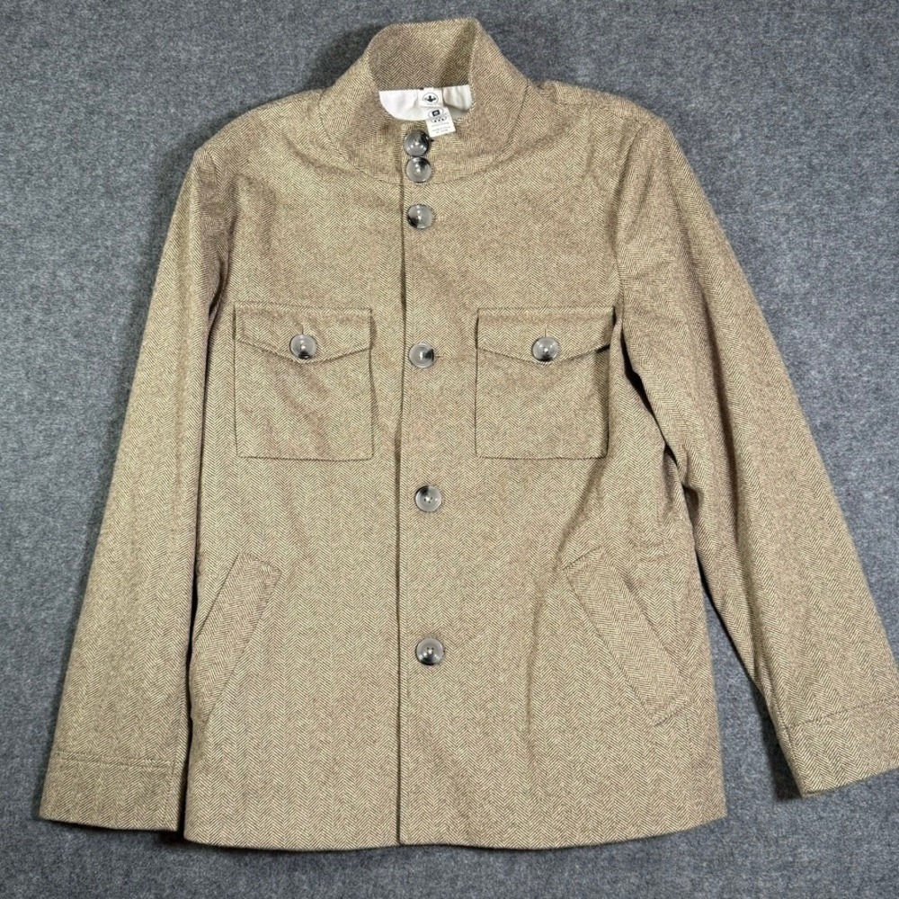 State & Liberty Athletic Fit Herringbone Field Jacket Tan Brown Chore Coat M NEW